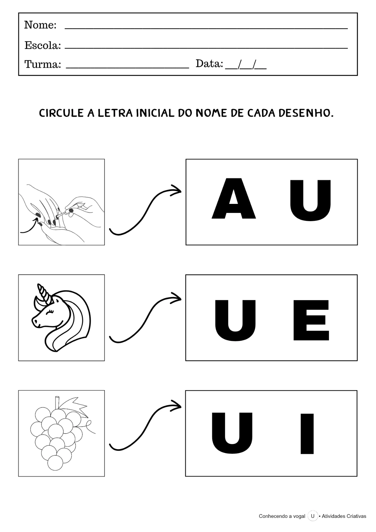 Conhecendo a vogal U | Educação Infantil — amostra 1: Este kit foi elaborado para ajudar as crianças no reconhecimento da…