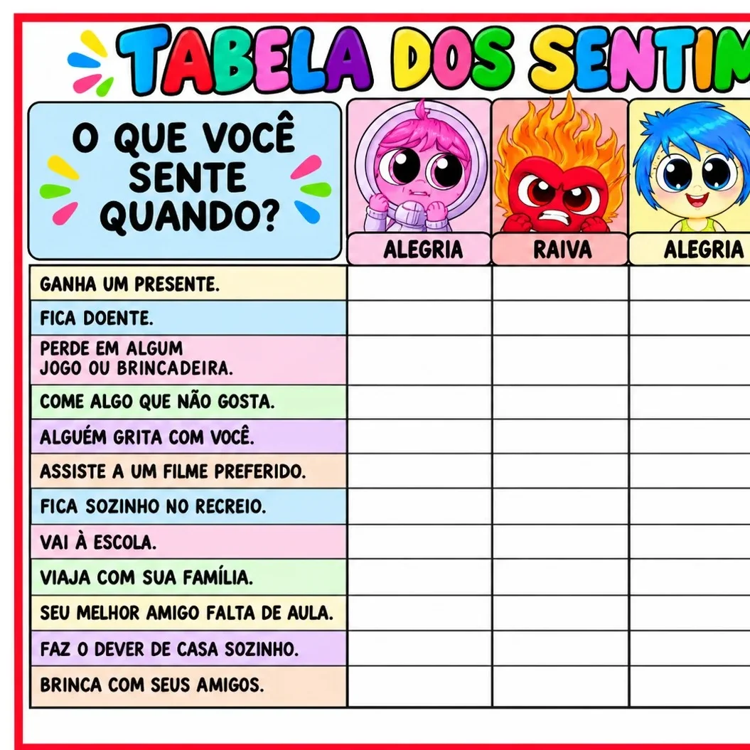 CONHECENDO EMOÇÕES, CRIANDO TABELAS E GRÁFICOS. — Alfabetização para 3º ano: “Divertidamente 2 – Conhecendo Nossas Emoções”…