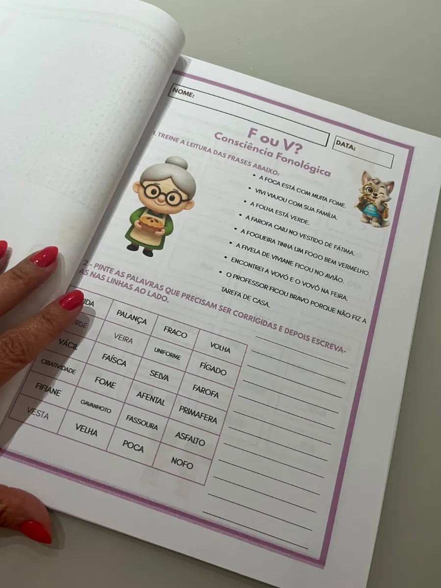 Consciência Fonológica - EI, 1º ano, AE, Reforço Escolar. — amostra 3: Uma criada para desenvolver a percepção auditiva,…