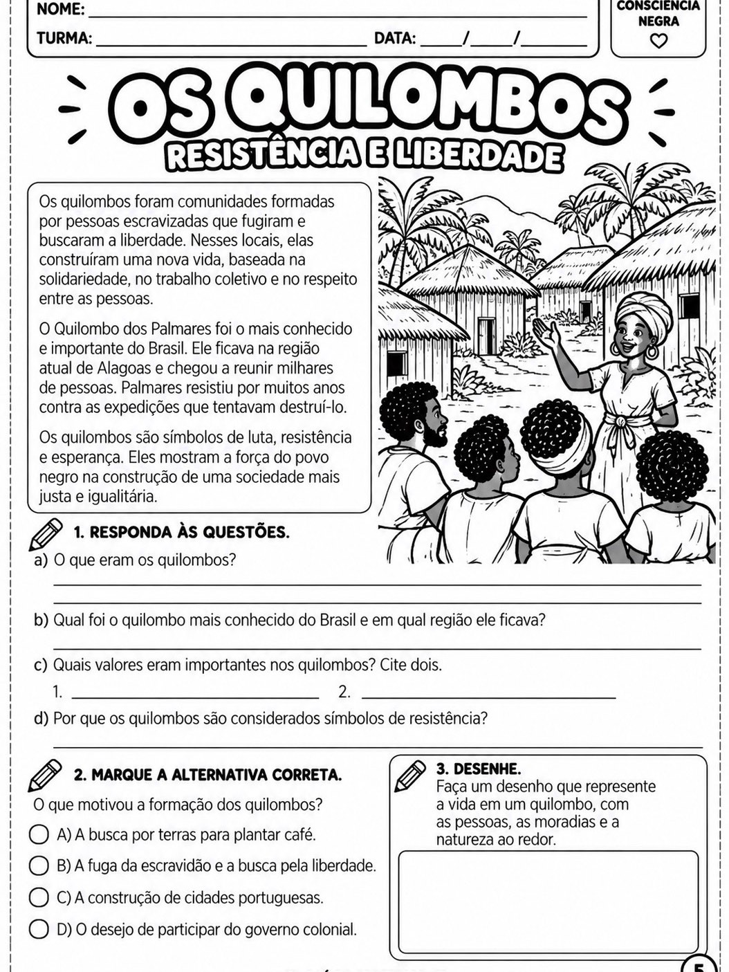 Consciência Negra – 2 Atividades Grátis — amostra 2: Baixe grátis 2 atividades sobre Consciência Negra em PDF para imprimir Consciência Negra – 2 Atividades Grátis — amostra 2: Baixe grátis 2 atividades sobre Consciência Negra em PDF para imprimir