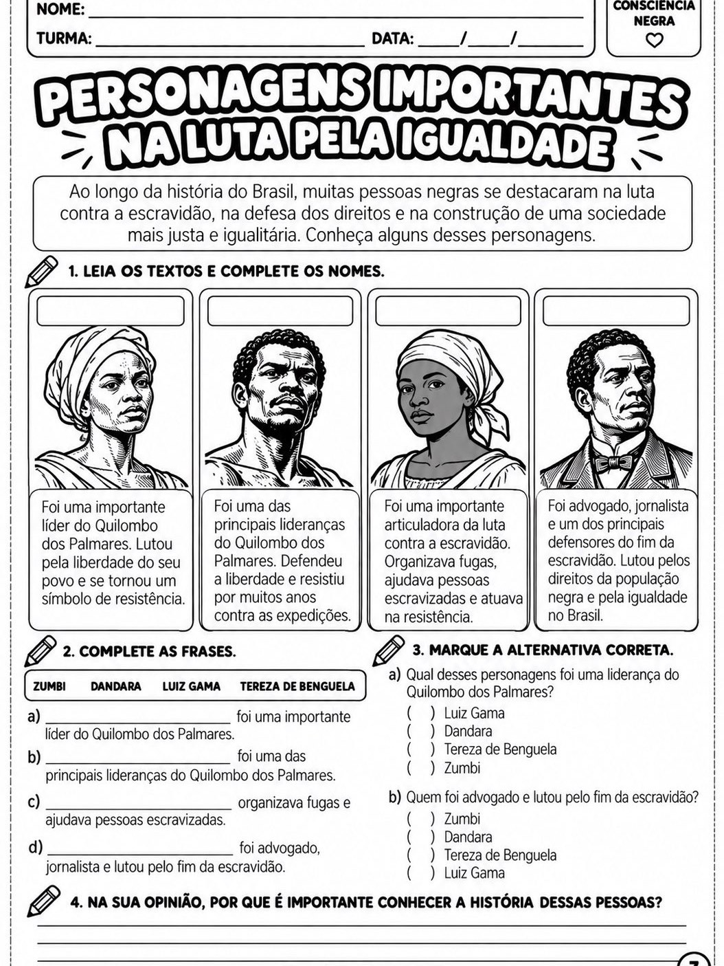 Consciência Negra – 2 Atividades Grátis — amostra 3: Baixe grátis 2 atividades sobre Consciência Negra em PDF para imprimir Consciência Negra – 2 Atividades Grátis — amostra 3: Baixe grátis 2 atividades sobre Consciência Negra em PDF para imprimir