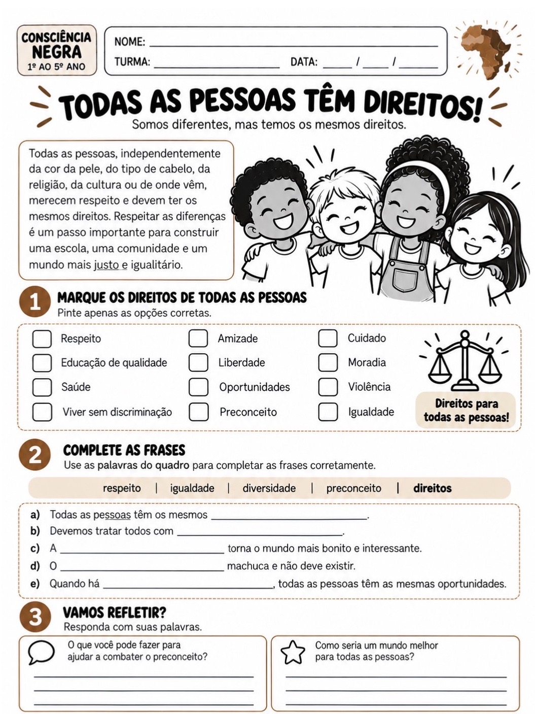 Consciência Negra: 5 Atividades para o 1º ao 5º Ano — amostra 2: Kit com 5 atividades sobre Consciência Negra para o 1º ao…