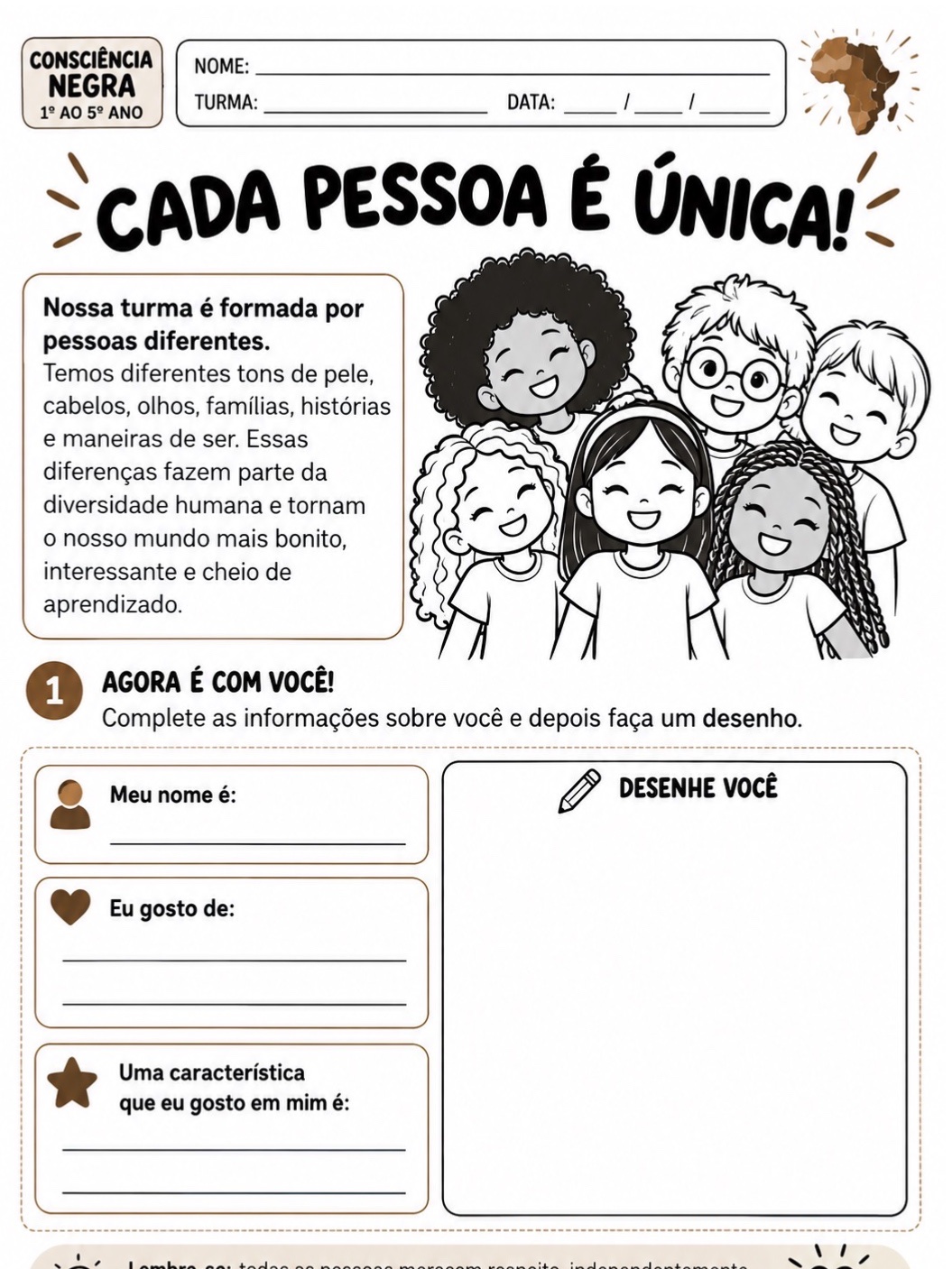 Consciência Negra: 5 Atividades para o 1º ao 5º Ano — amostra 5: Kit com 5 atividades sobre Consciência Negra para o 1º ao…