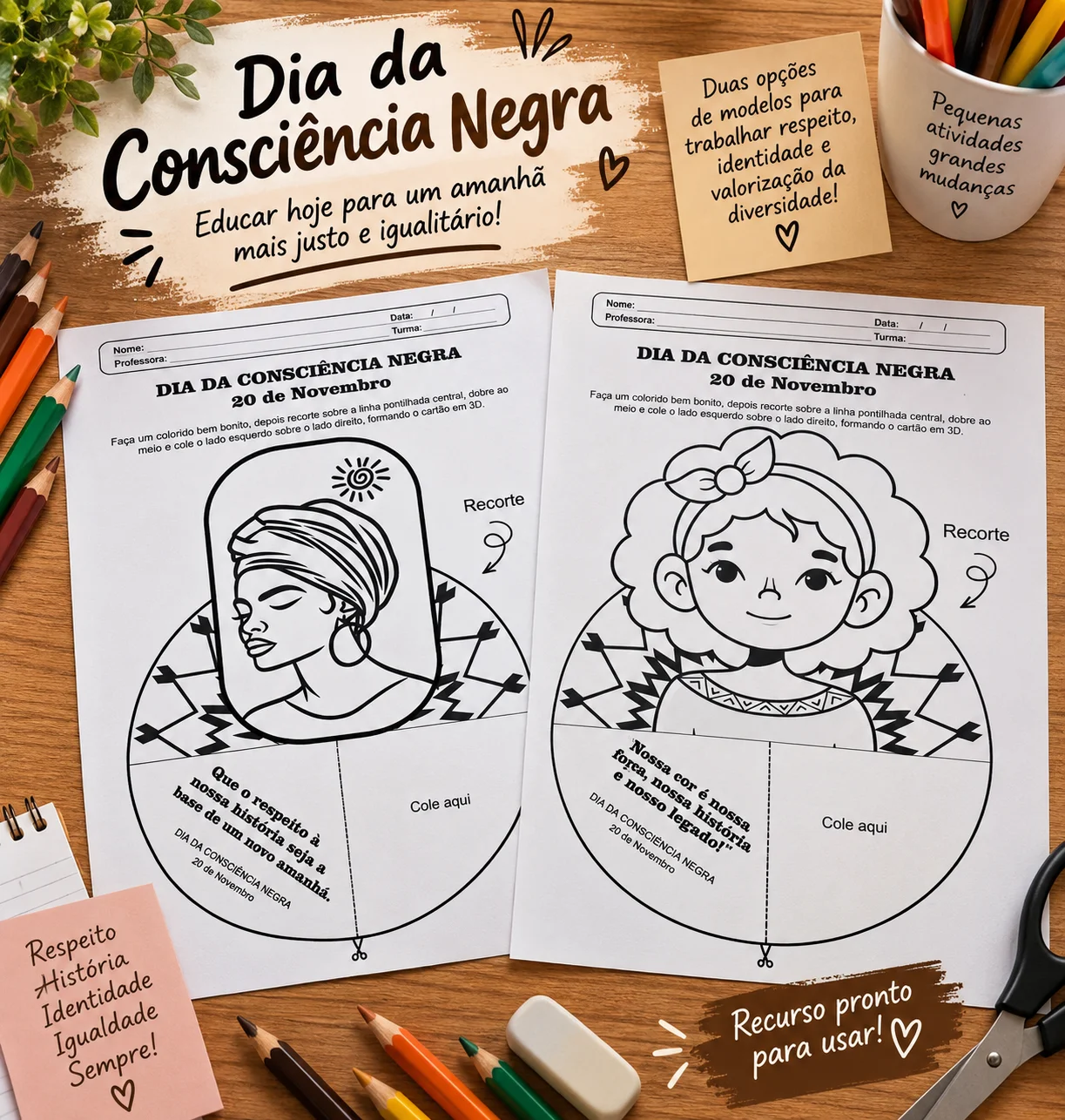 Consciência Negra: Atividade 3D para Imprimir | 20 de Novembro — amostra 2: Atividade de Consciência Negra: imprima, pinte,…