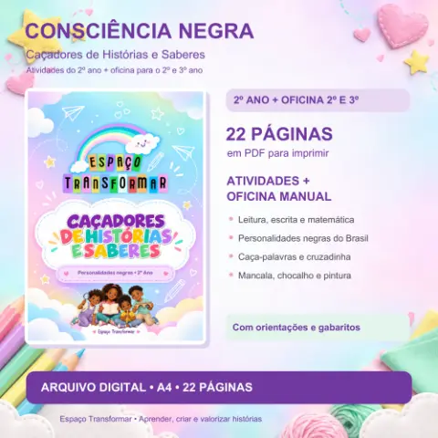 Consciência Negra - Caçadores de Histórias e Saberes | 2º Ano + Oficina Manual — capa do material