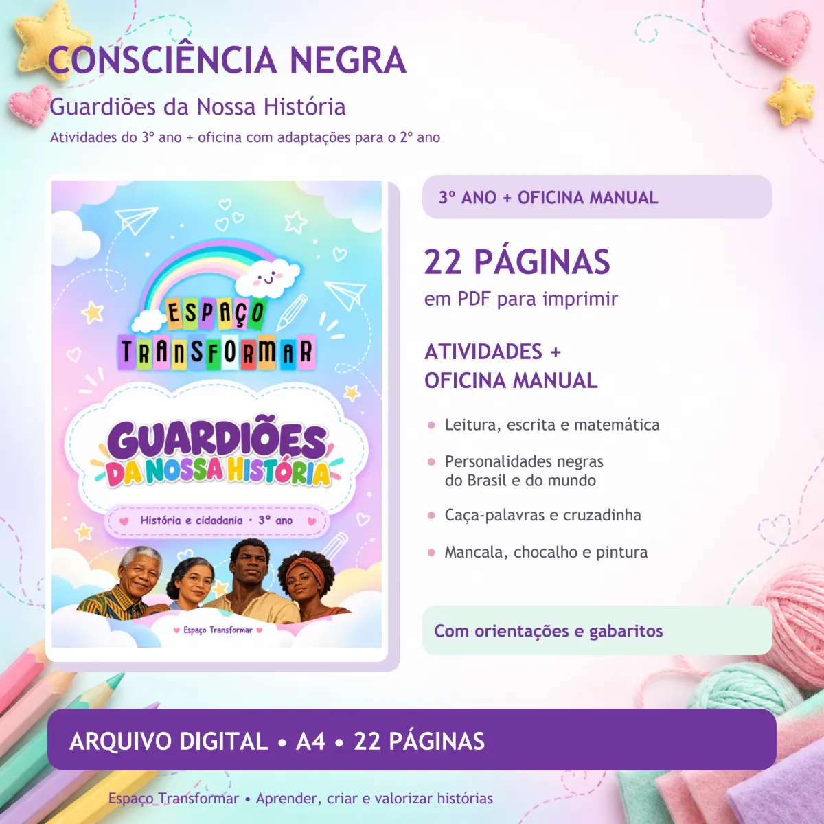 Consciência Negra — Guardiões da Nossa História | 3º Ano + Oficina Manual — Atividades para 3º ano: Atividades de…