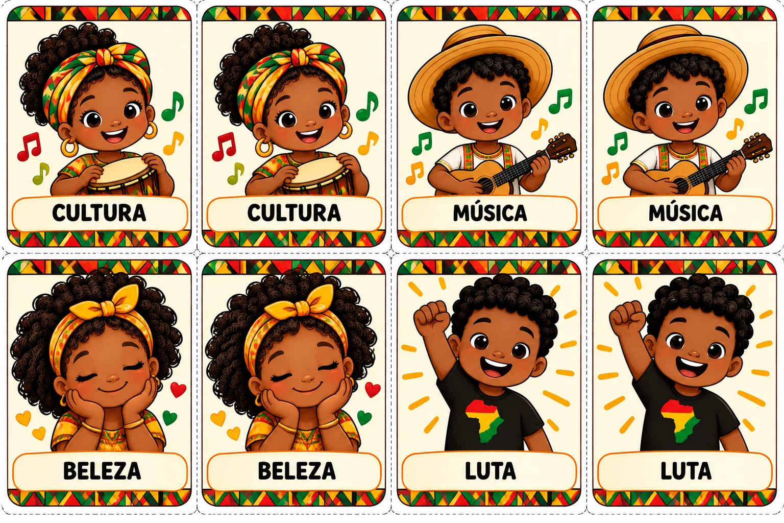 Consciência Negra Jogo da Memória PDF Educação Infantil "7 páginas" — amostra 2: Jogo da Memória da Consciência Negra com…