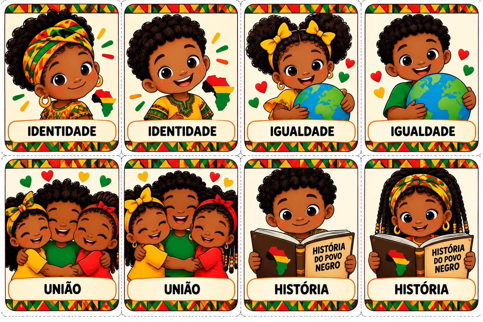 Consciência Negra Jogo da Memória PDF Educação Infantil "7 páginas" — amostra 3: Jogo da Memória da Consciência Negra com…