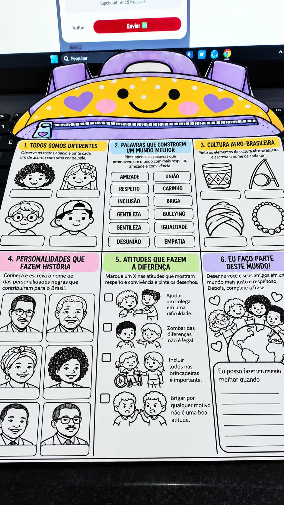 Kit de Atividades/Consciência Negra/Mochila da Diversidade — amostra 4: 1. Mochila da Diversidade — Educação Infantil (Pré) Kit de Atividades/Consciência Negra/Mochila da Diversidade — amostra 4: 1. Mochila da Diversidade — Educação Infantil (Pré)