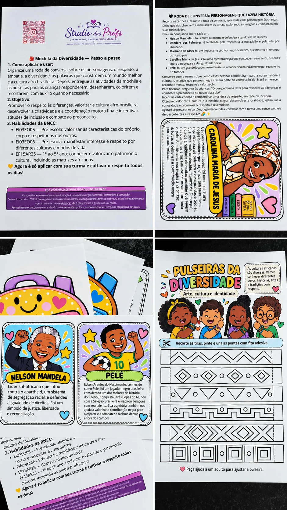 Kit de Atividades/Consciência Negra/Mochila da Diversidade — Alfabetização para Educação Infantil: Atividades do Pré ao 3º…