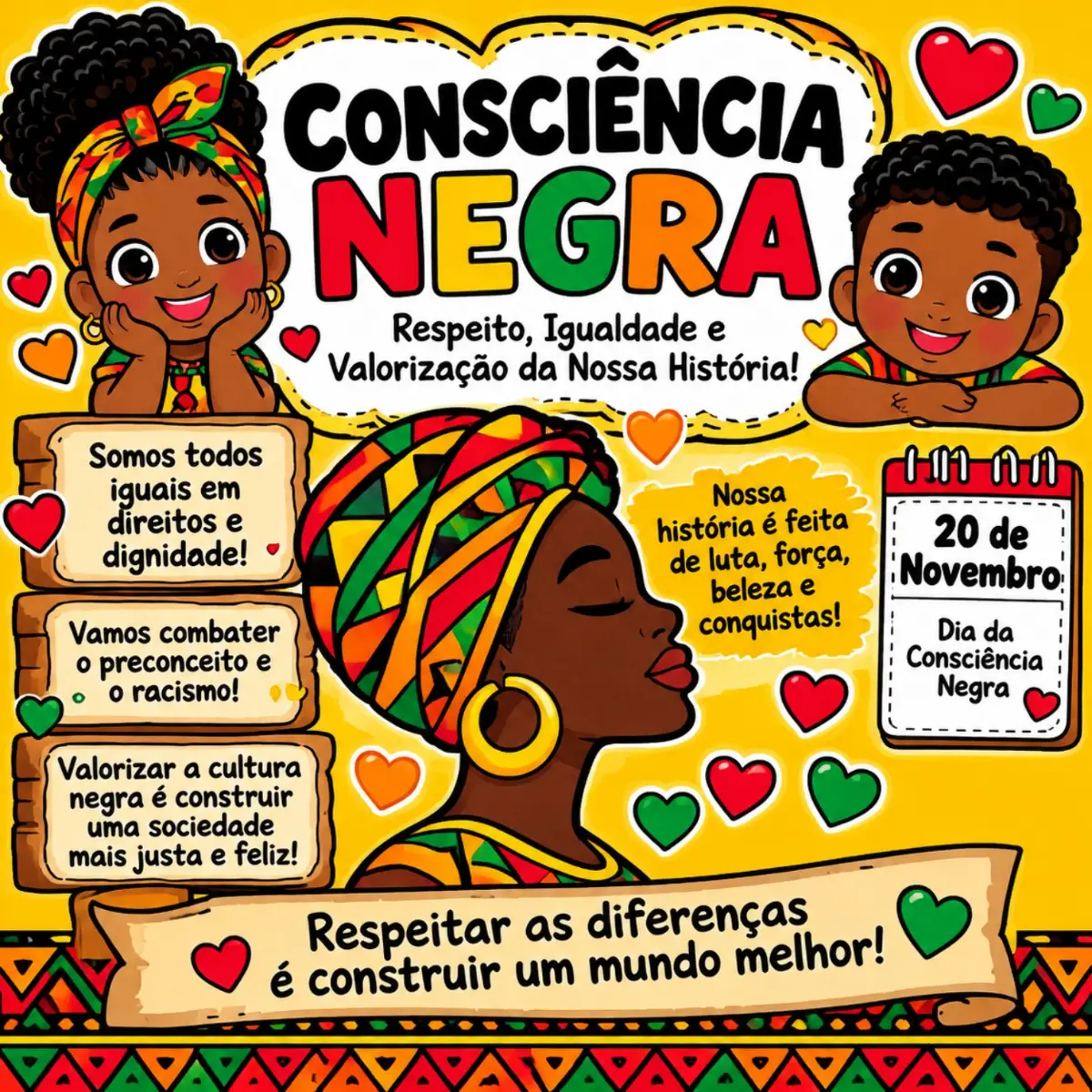 Consciência Negra Painel "30 páginas" — amostra 5: Celebre o Dia da Consciência Negra com um painel colorido, educativo e…