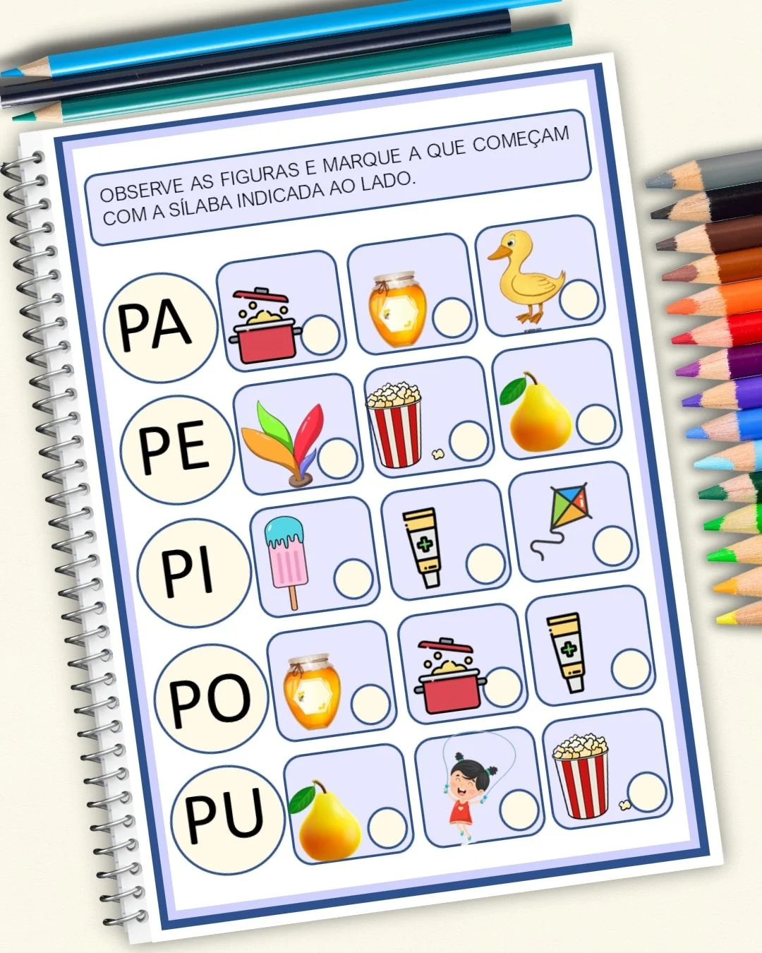 Consciência silábica atividade identifique e marque alfabetização educação infantil PDF para imprimir — amostra 6:…