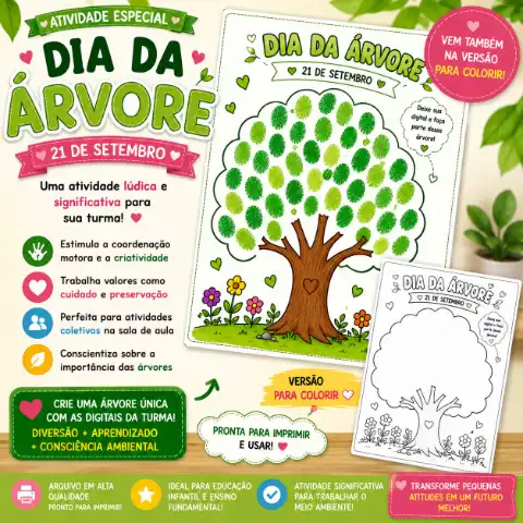 Construindo Nossa Árvore – Atividade Coletiva para o Dia da Árvore para imprimir — capa do material