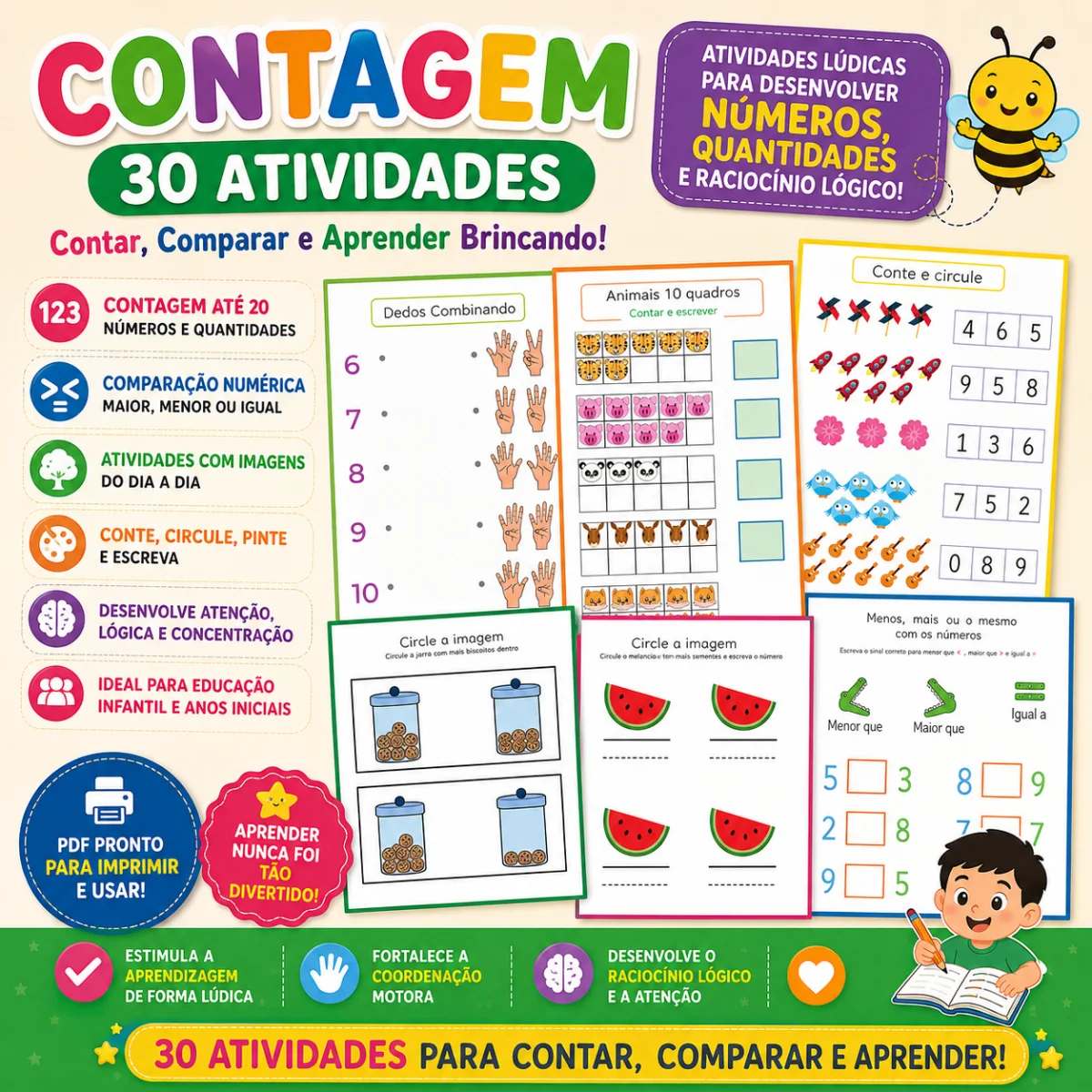 CONTAGEM – 30 ATIVIDADES PARA APRENDER BRINCANDO! — Alfabetização para Educação Infantil: Aprender os números fica muito…