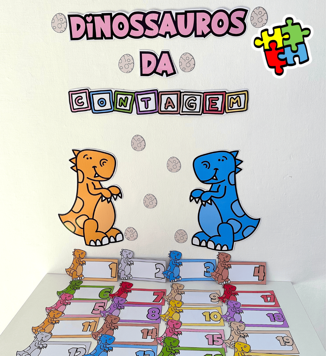 Contagem de 1 a 20 com Dinossauros para Educação Especial — Matemática para Todas as séries: Trabalhe números e quantidades…