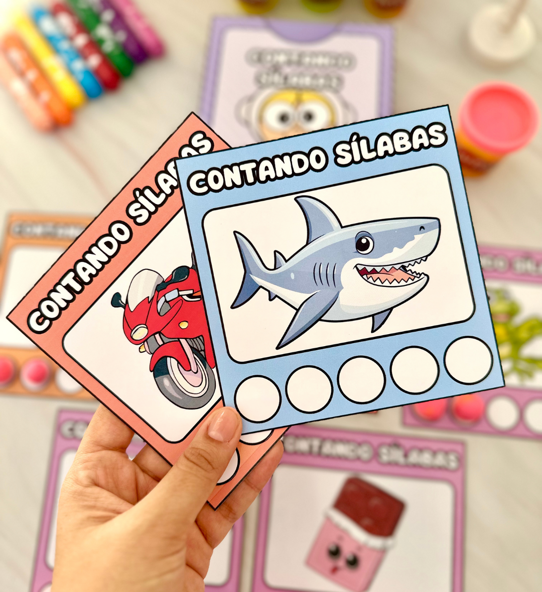 Contagem de sílabas: fichas em PDF para alfabetização — amostra 2: O que acompanha o material