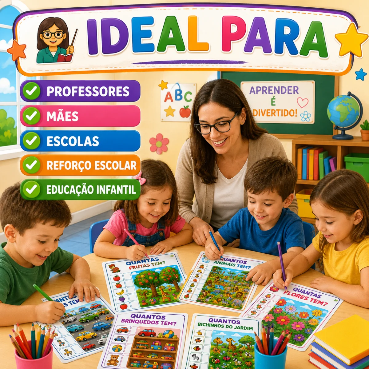 Contagem e Quantidades – Matemática para Educação Infantil — amostra 6: 📦 O que você receberá?