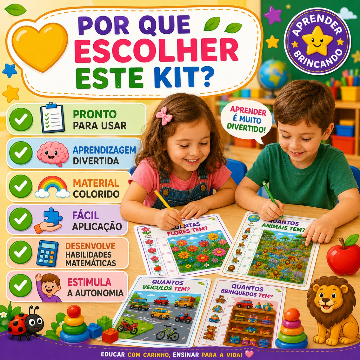 Contagem e Quantidades – Matemática para Educação Infantil — amostra 7: Kit Contagem e Quantidades com atividades de…