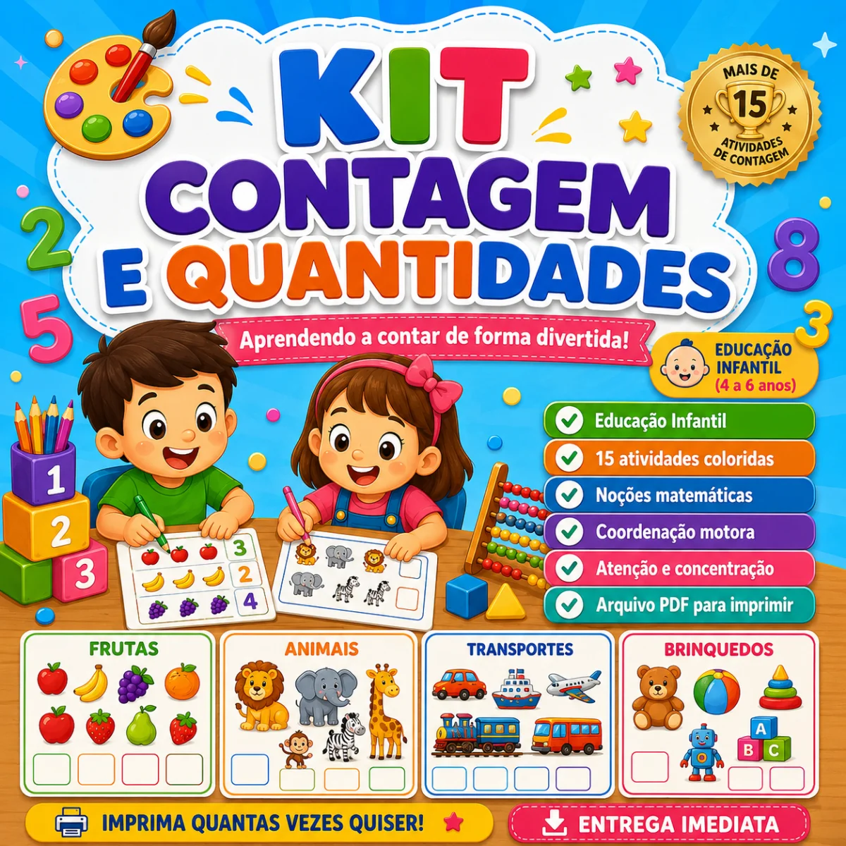 Contagem e Quantidades – Matemática para Educação Infantil — capa do material