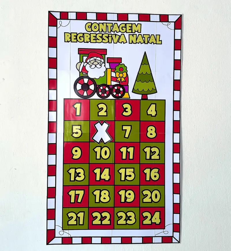 Contagem Regressiva para Natal: Painel em PDF para Imprimir — amostra 1: Contagem regressiva para Natal em um painel para…