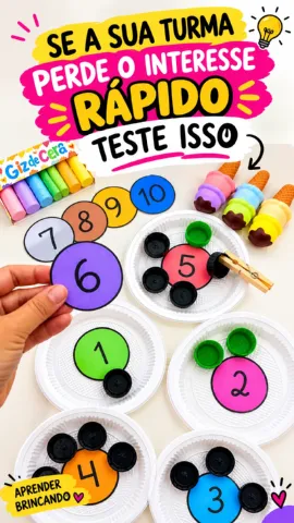 Contando Tampinhas: Atividade de Contagem de 0 a 10 — amostra 1: Atividade de contagem com tampinhas e cartões de 0 a 10…