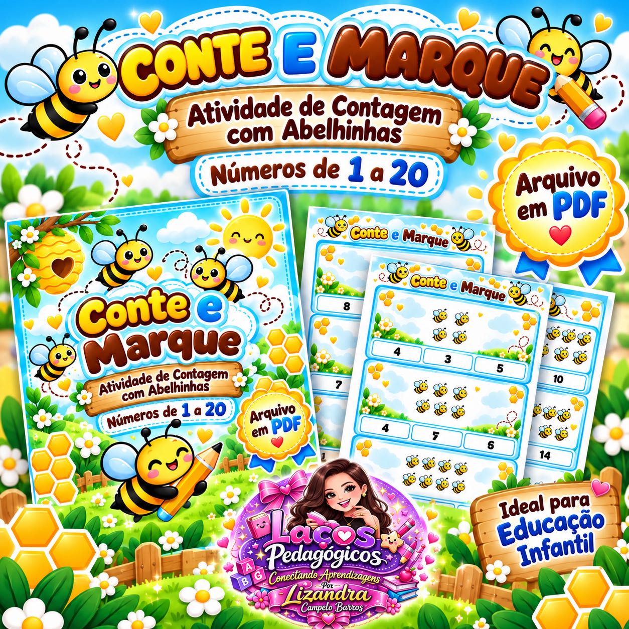 Conte e Marque com Abelhinhas – Atividade de Contagem do 1 ao 20 — Alfabetização para Educação Infantil: Uma atividade…