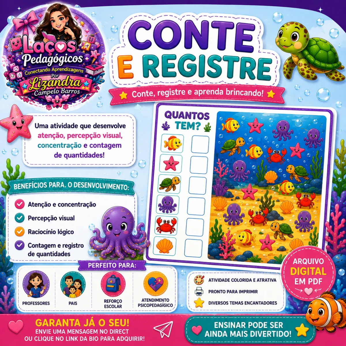 Conte e Registre: Contagem - Matemática Anos Iniciais — Alfabetização para Educação Infantil: Atividades lúdicas de…