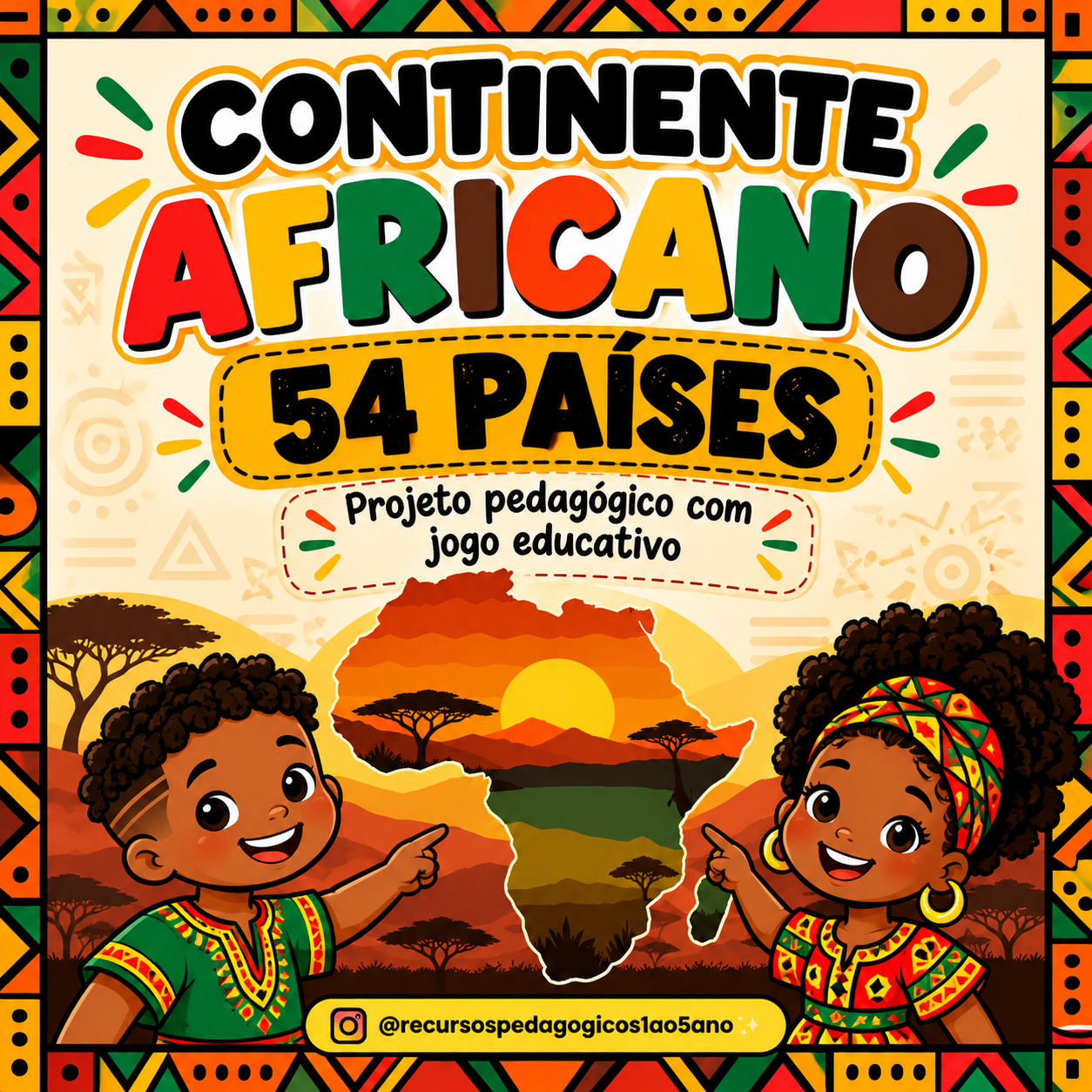 Continente Africano – 54 países + jogo educativo | 5º ano — capa do material