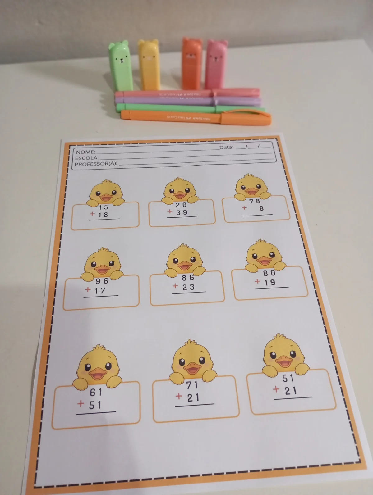 Continhas de Adição – 2º Ano do Ensino Fundamental — amostra 1: Material com 135 continhas de adição distribuídas em 15…