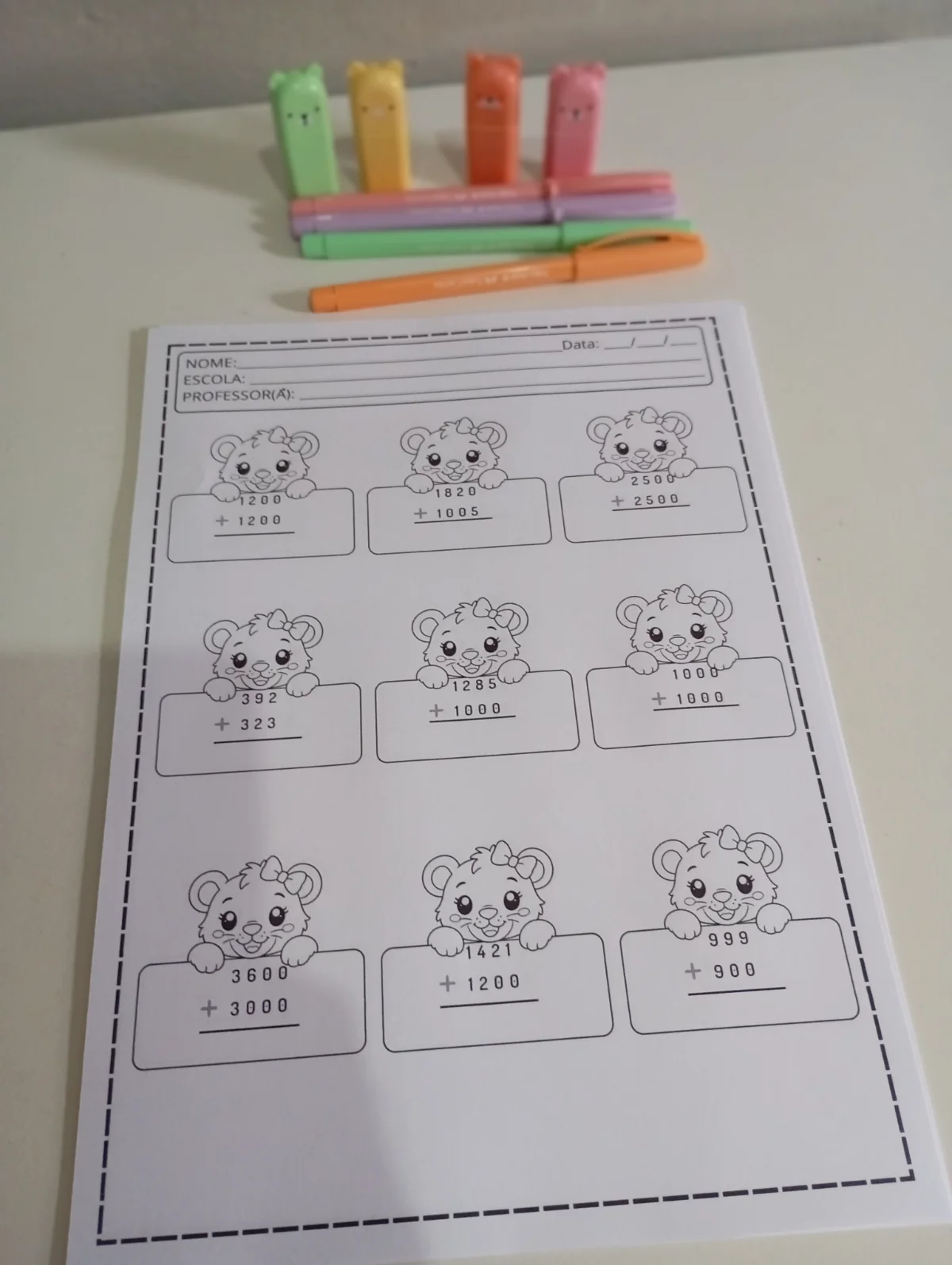 Continhas de Adição – 3º Ano do Ensino Fundamental — amostra 2: Material com 135 continhas de adição distribuídas em 15…