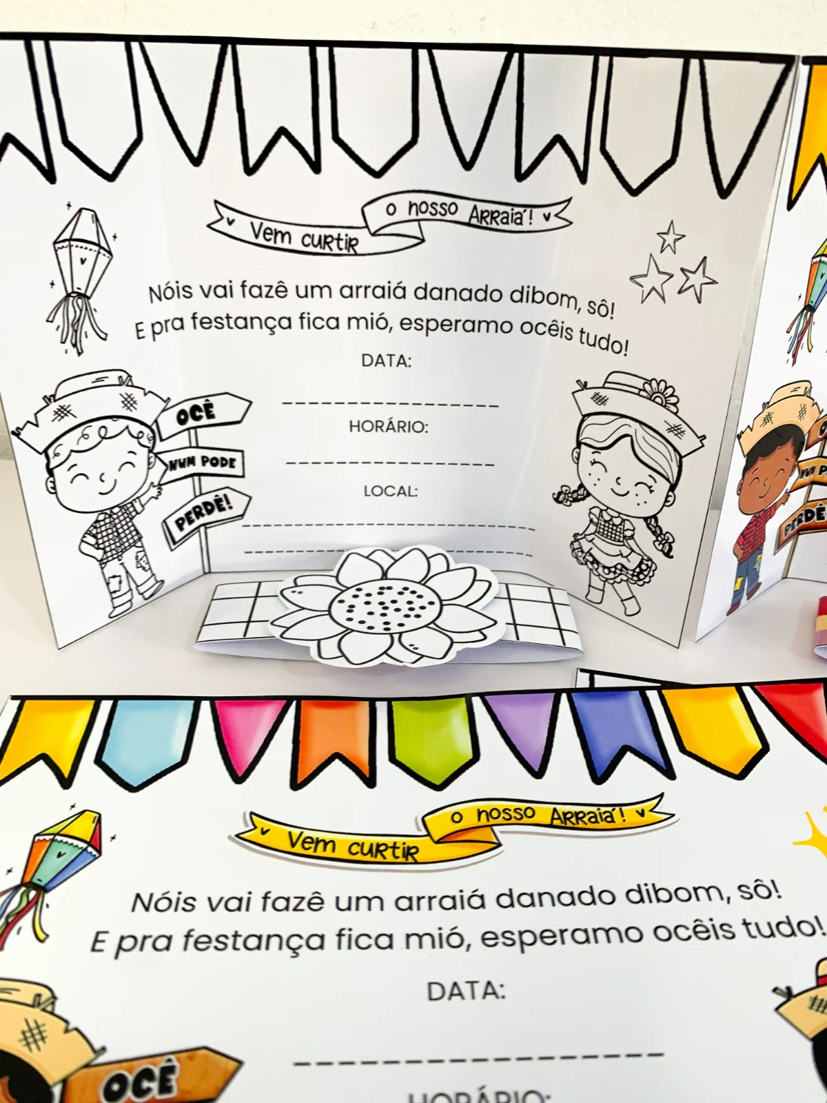 Convite Arraiá – Atividades para Imprimir — amostra 1: Convite bom é aquele que já dá um gostinho da festa