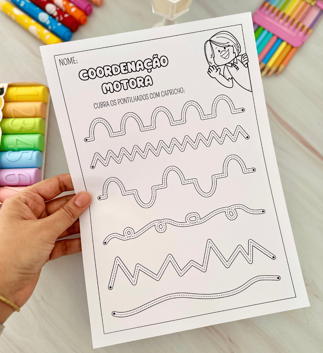 Coordenação motora fina: 3 atividades para colorir em PDF — amostra 3: Como usar em sala de aula