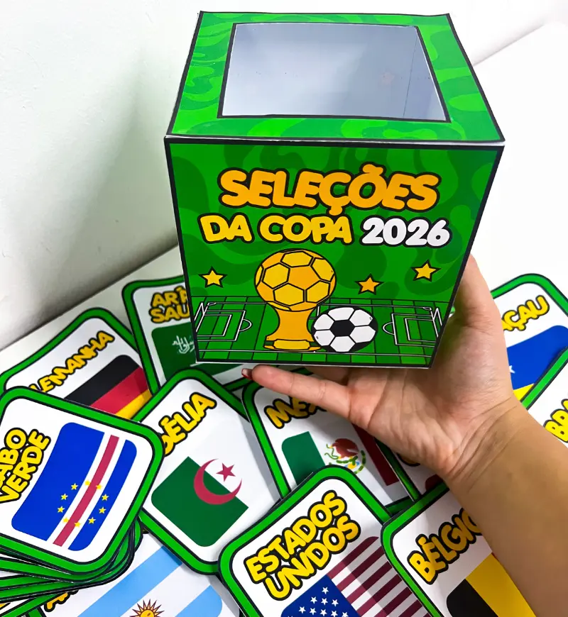 Copa do Mundo 2026: Caixa com Países e Bandeiras das Seleções — amostra 3: Como usar a caixa em sala
