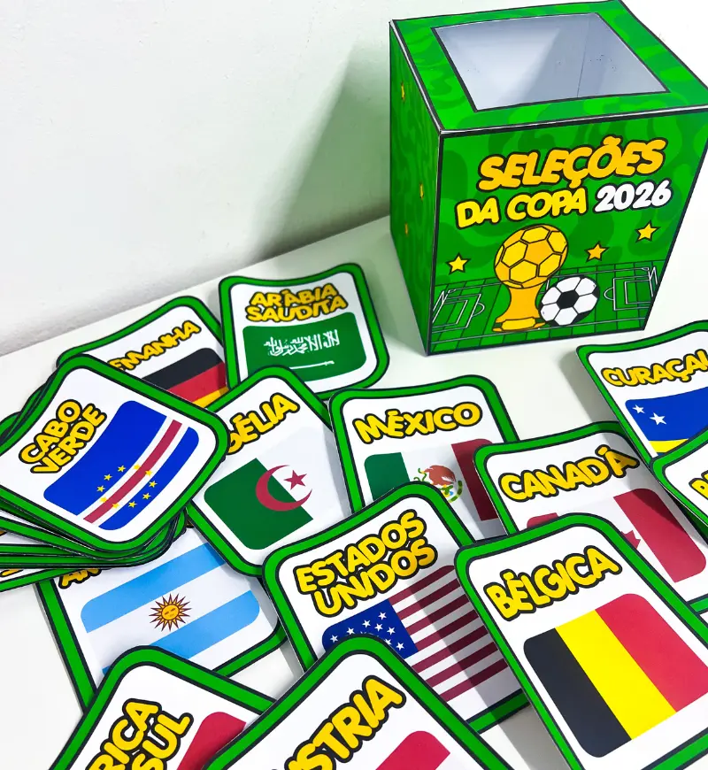 Copa do Mundo 2026: Caixa com Países e Bandeiras das Seleções — Atividades para Educação Infantil: Explore países e…