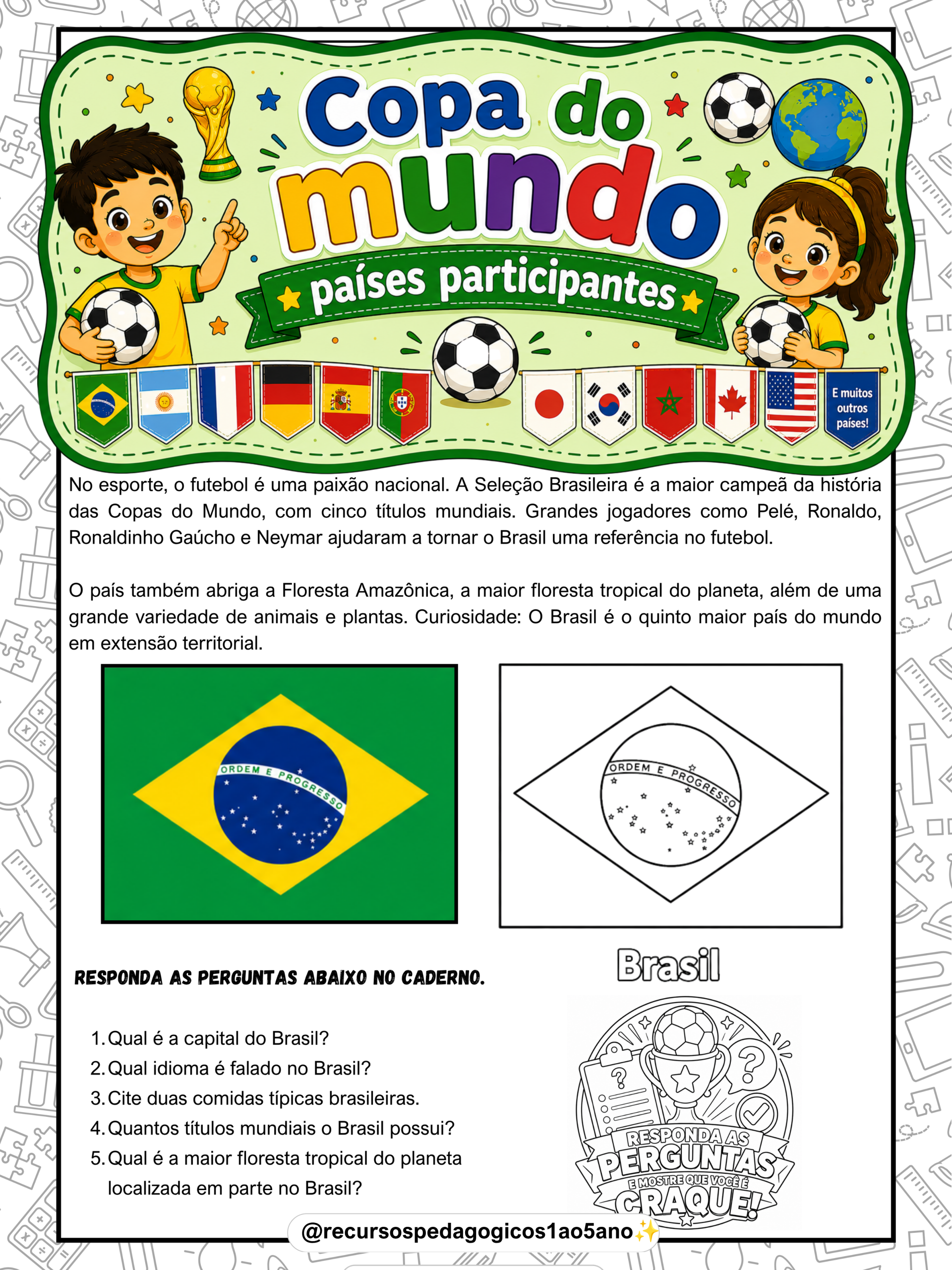 Copa do Mundo 2026 – Países participantes e Flipbook – PDF para Imprimir | Anos Iniciais — amostra 1: Sobre o Copa do Mundo…