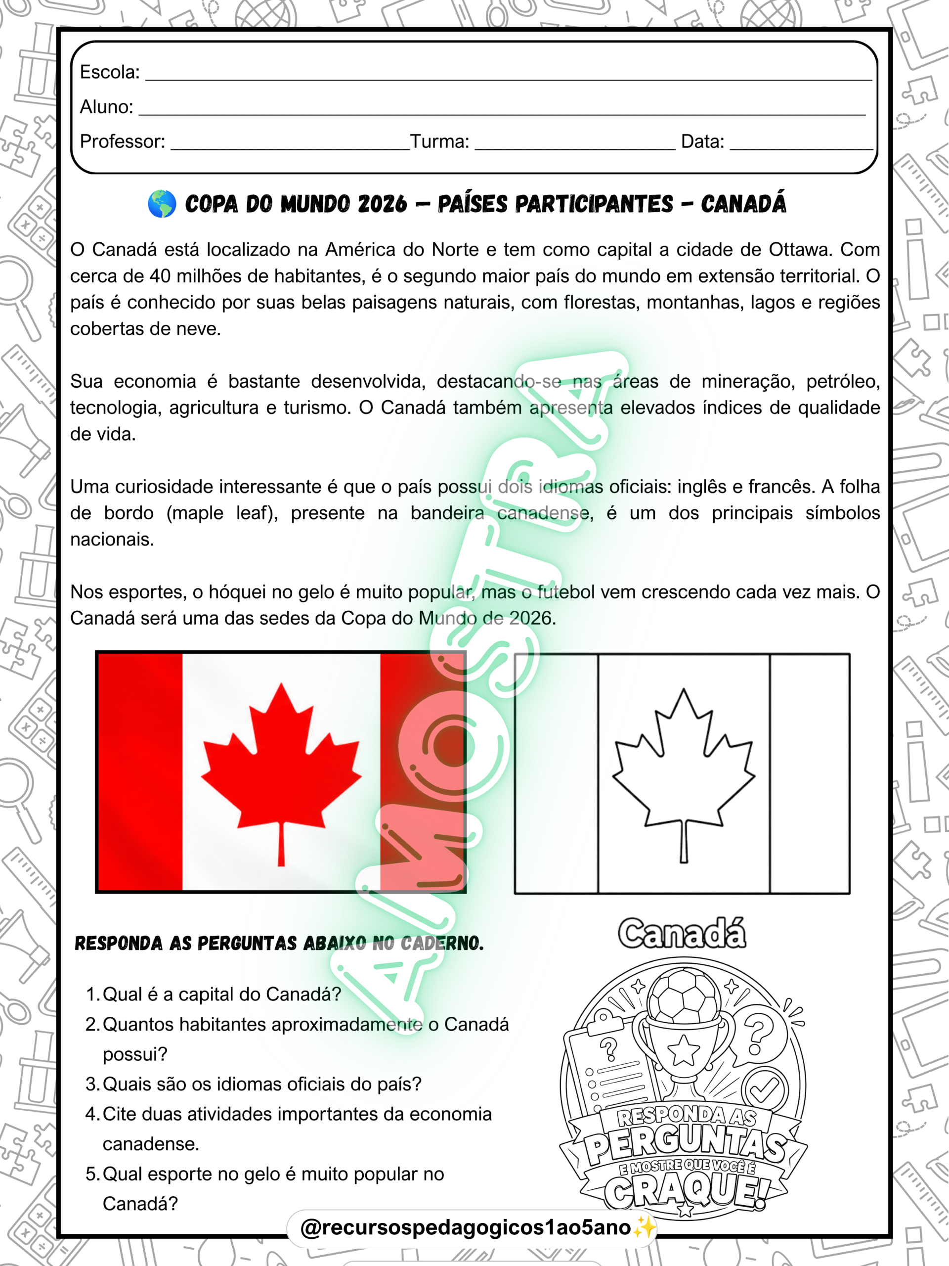 Copa do Mundo 2026 – Países participantes e Flipbook – PDF para Imprimir | Anos Iniciais — amostra 5: Copa do Mundo 2026 –…