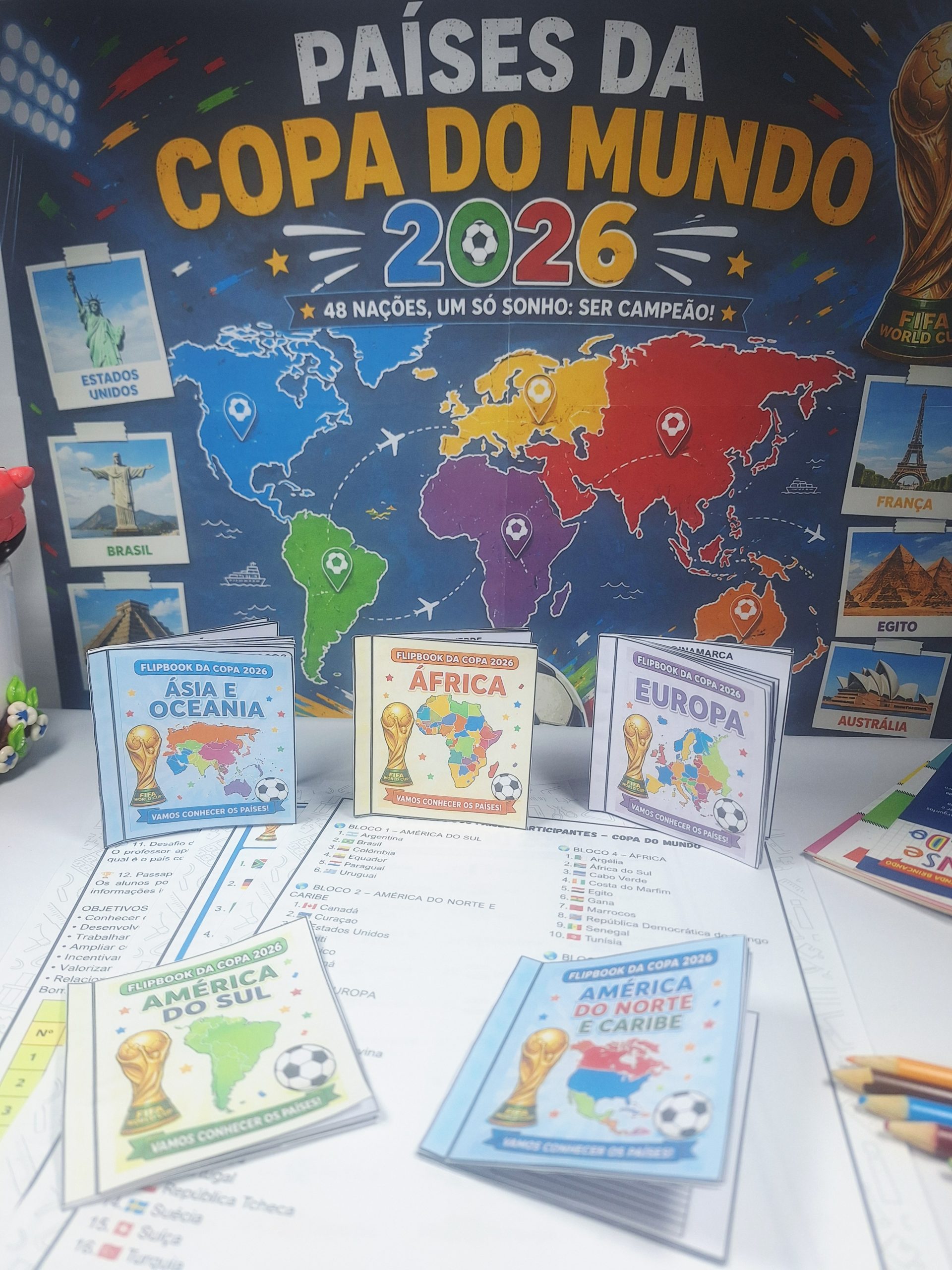 Copa do Mundo 2026 – Países participantes e Flipbook – PDF para Imprimir | Anos Iniciais — amostra 6: Copa do Mundo 2026 –…