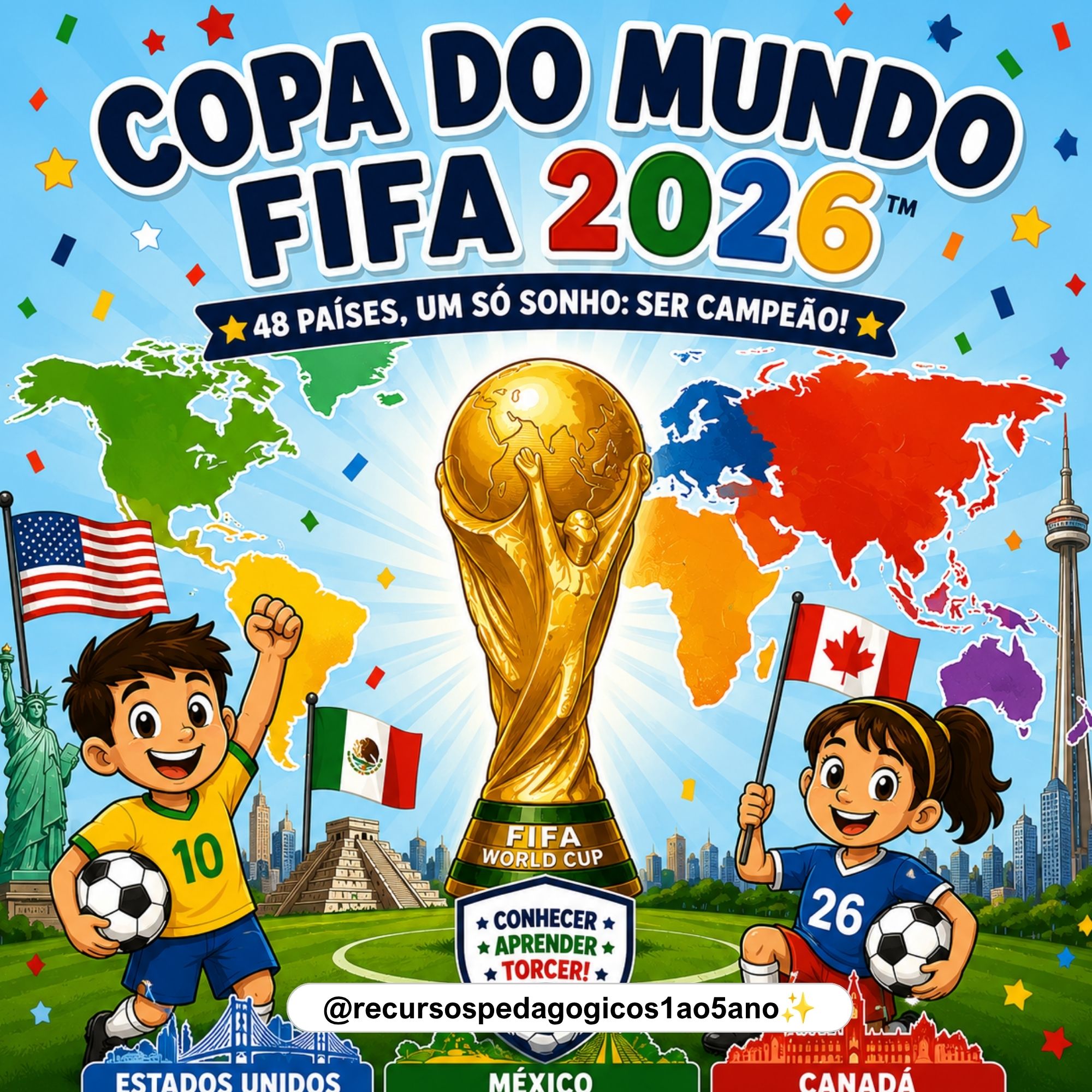 Copa do Mundo 2026 – Países participantes e Flipbook – PDF para Imprimir | Anos Iniciais — capa do material