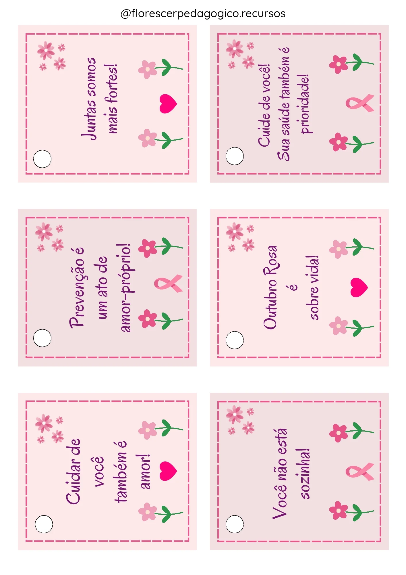 Coração da Força | Lembrança Outubro Rosa — amostra 3: Coração da Força 💗 Recurso de Outubro Rosa para imprimir, recortar…