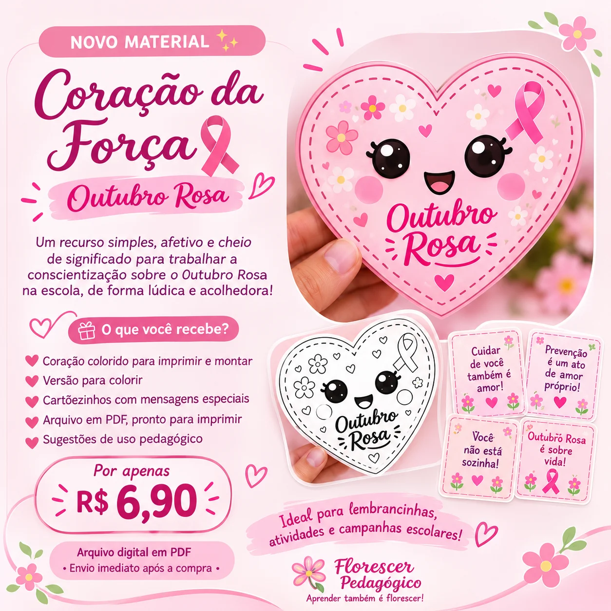 Coração da Força | Lembrança Outubro Rosa — capa do material