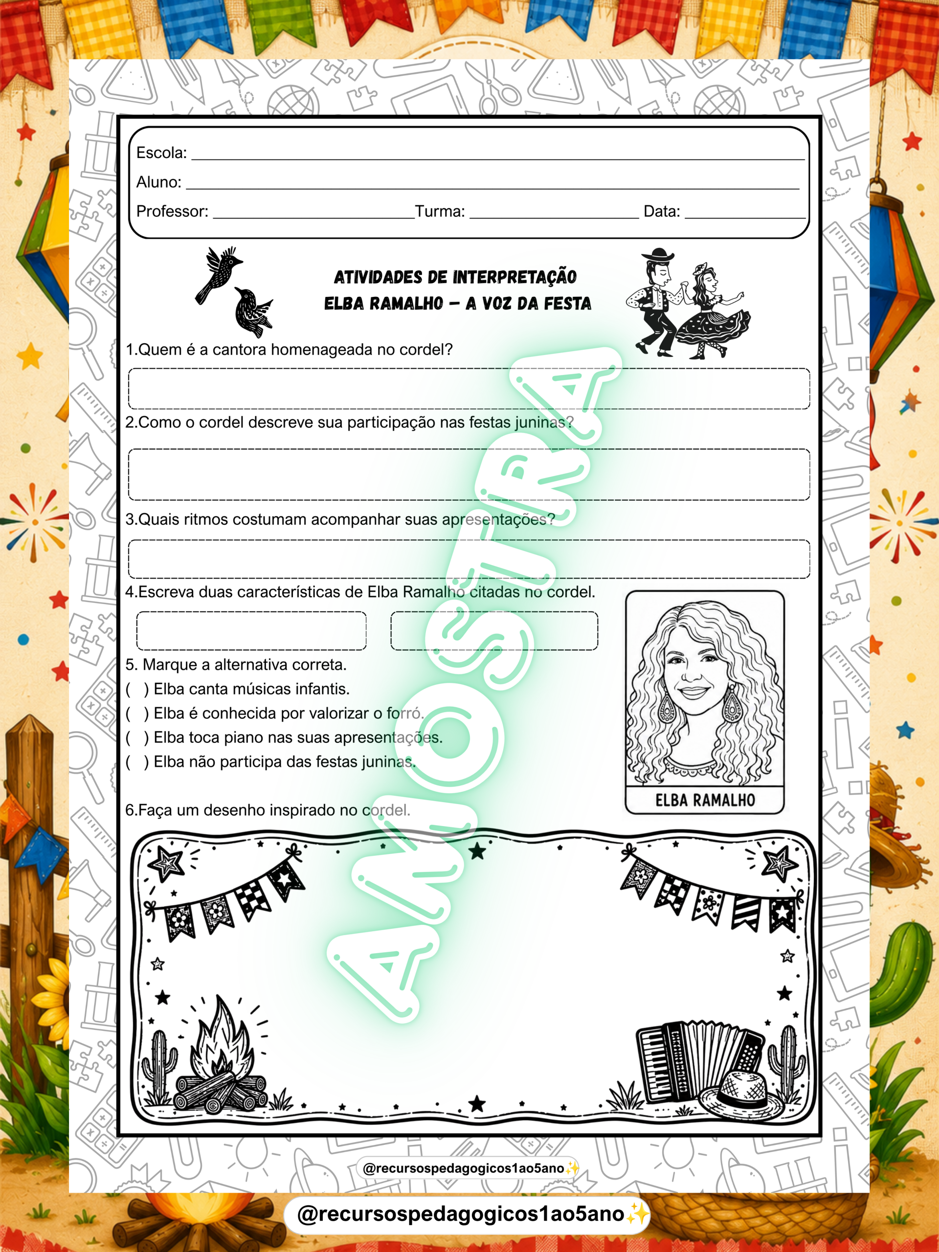 Cordéis Juninos que Encantam – Cantores – PDF para Imprimir | Anos Iniciais e Alfabetização — amostra 4: Cordéis Juninos…