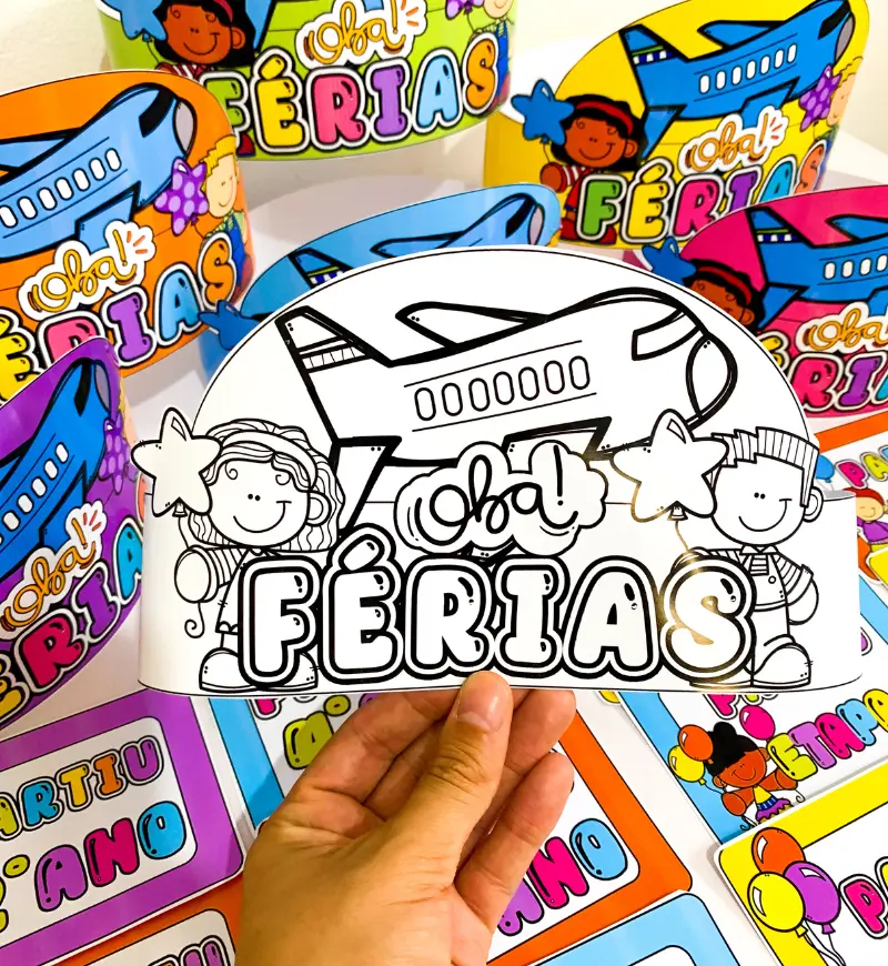 Coroas e Plaquinhas de Férias – PDF para Imprimir | 1º ao 5º ano — amostra 1: O que vem no material Coroas e Plaquinhas de Férias – PDF para Imprimir | 1º ao 5º ano — amostra 1: O que vem no material