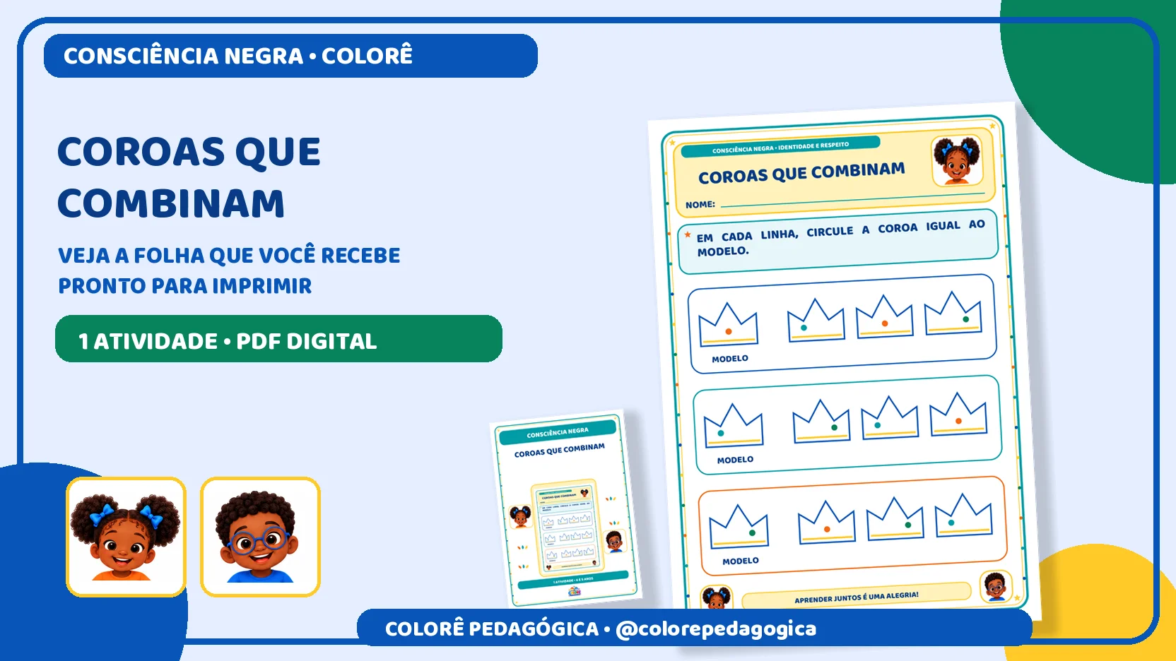 Coroas que combinam | Consciência Negra Educação Infantil — capa do material