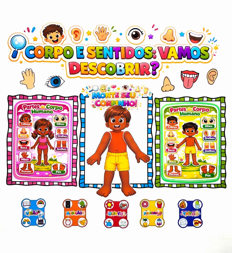 Corpo e cinco sentidos: projeto para Educação Infantil em PDF — Ciências para Educação Infantil: Explore o corpo humano e…