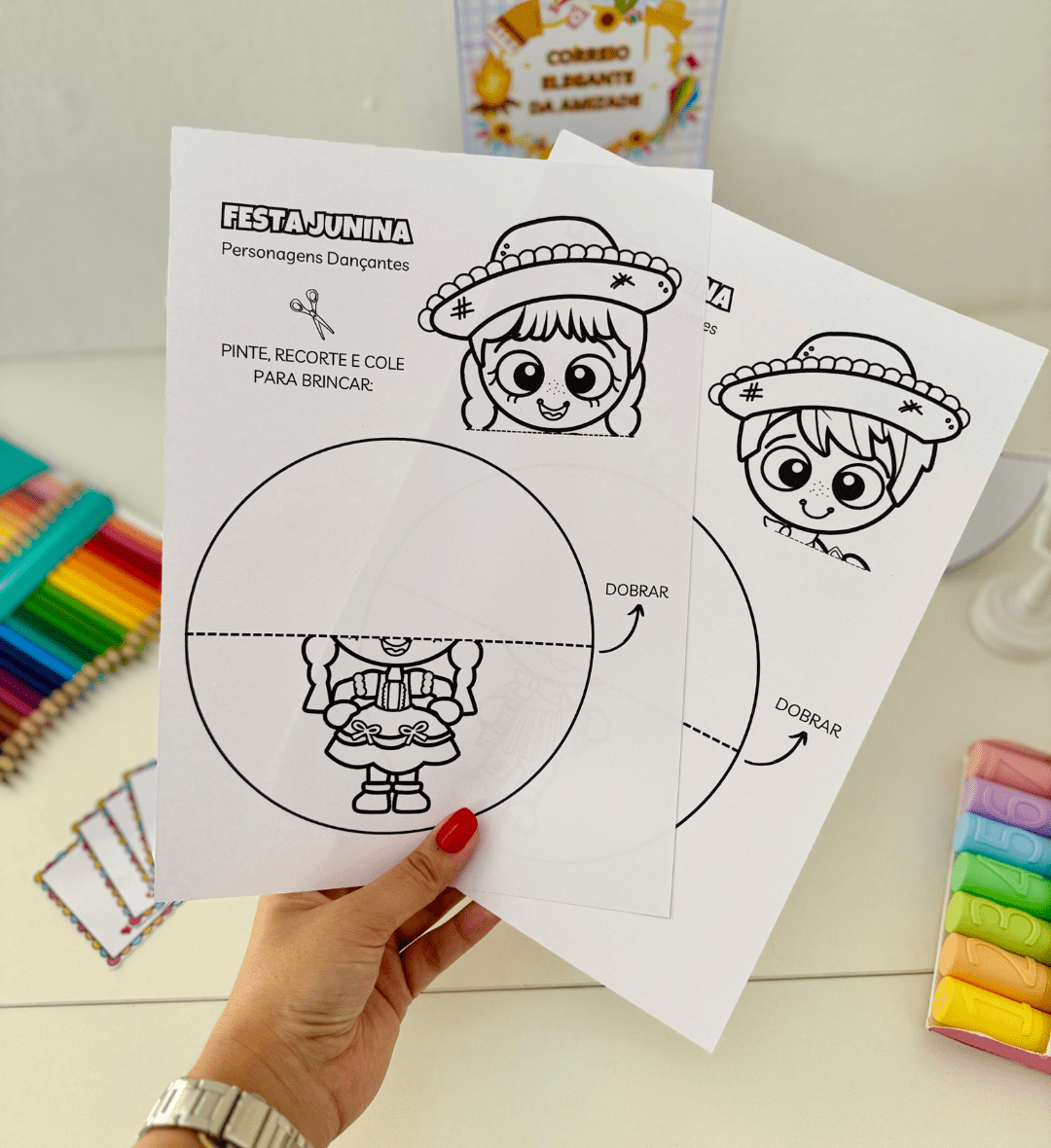 Correio Elegante Junino em PDF com Caixinha e Fichas — amostra 6: Organize uma troca de recados na Festa Junina com…