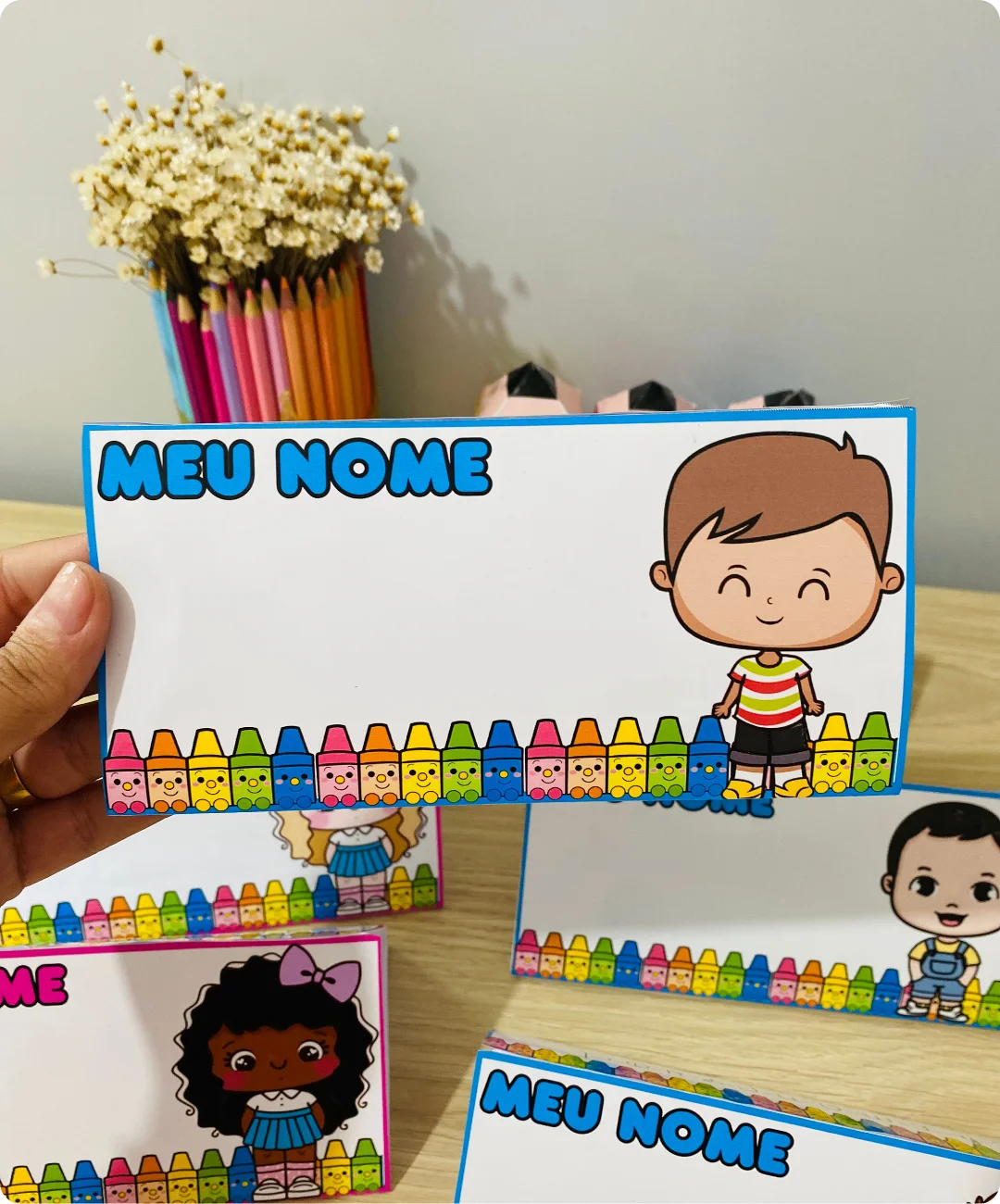Crachás de mesa de identificação para imprimir — amostra 4: Sugestões para explorar em sala