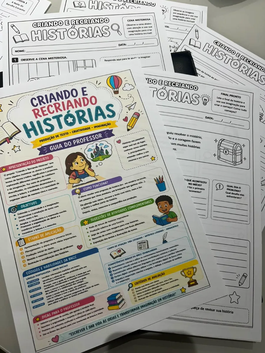 Criando e Recriando Histórias - Alfabetização/ 1° e2° ano. — amostra 7: O projeto “Criando e Recriando Histórias” foi…