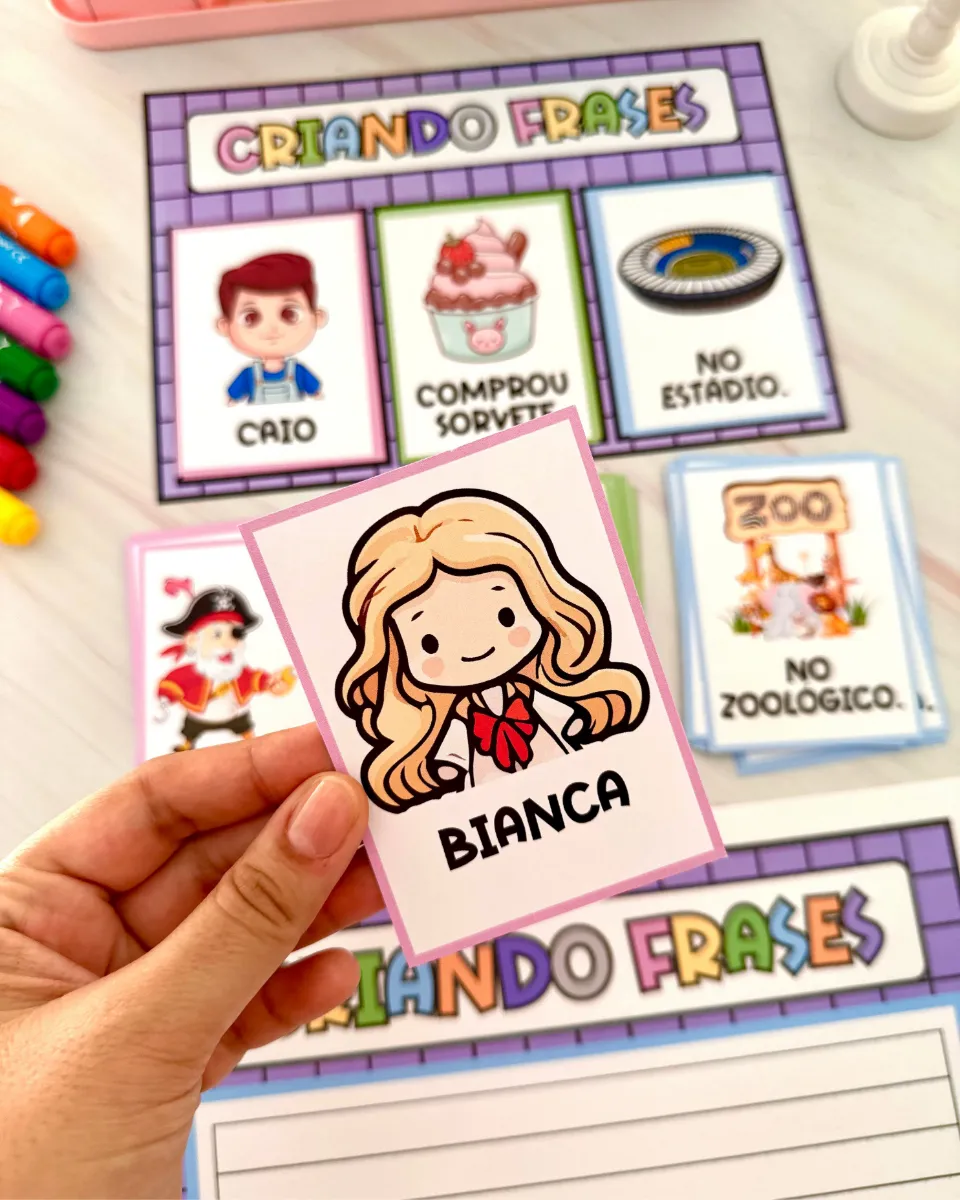 Criando Frases: Material para Educação Infantil e Alfabetização — amostra 1: Material pedagógico Criando Frases…