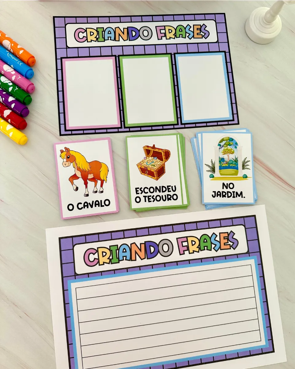 Criando Frases: Material para Educação Infantil e Alfabetização — amostra 2: Material pedagógico Criando Frases…