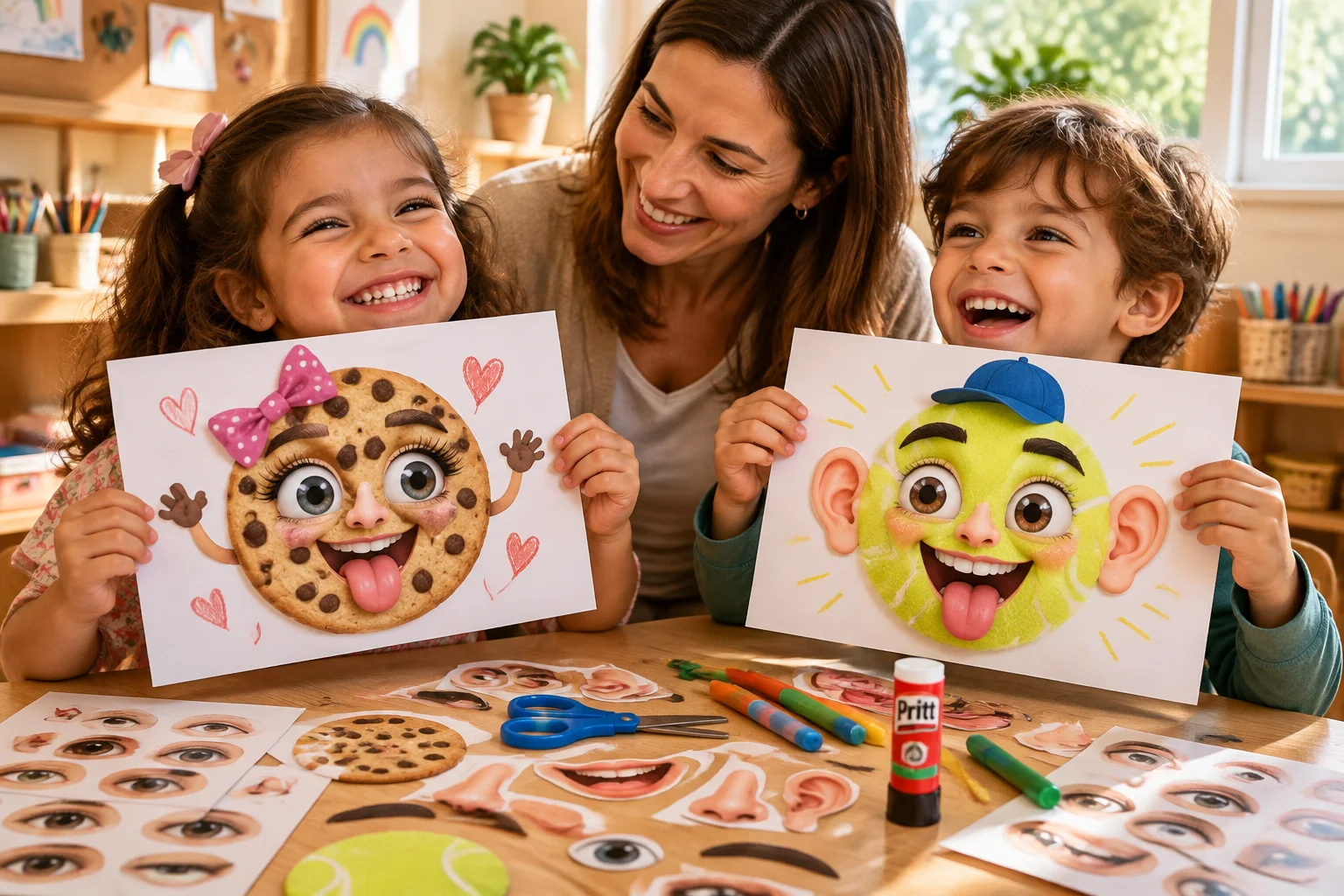 Criar rostos com colagens de elementos reais muitas opções. — amostra 3: 👧 Faixa etária / ano escolar